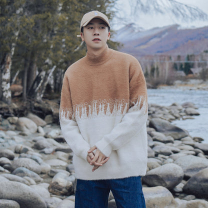 Warm Men Half Turtleneck Sweater - Oversized Fleece Winter