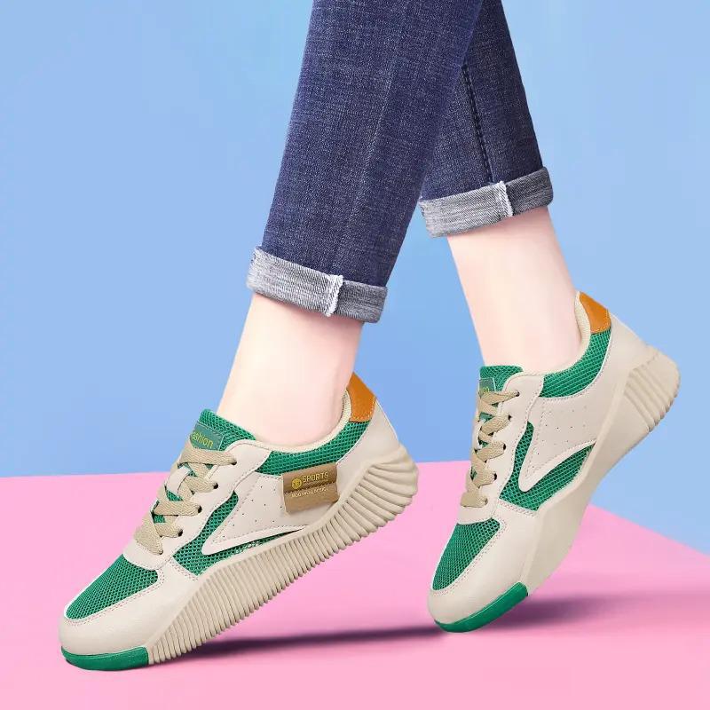 Soft durable women's sneakers - low-cut, genuine leather upper, for running daily workouts