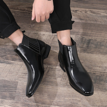 Supportive Men's Chelsea Boots - Pointed Toe, PU Leather