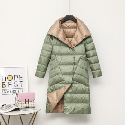 Insulating Women’s Mid Down Coat - Oversized Shawl, Duck