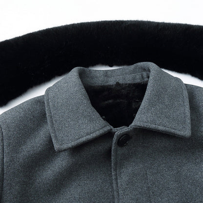 Warm Men's Wool Coat - Tailored Mid Thigh, Wool, For Winter