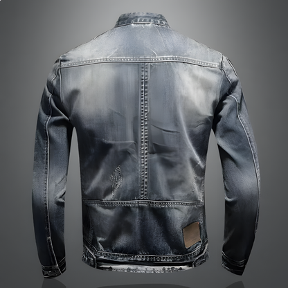 Getailleerd heren spijkerjack - slim fit, distressed denim