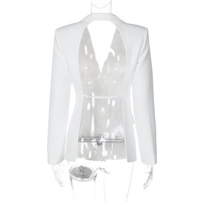 Taillierter Damenblazer - rückenfrei, minimalistisch, Polyester, ideal für Abendveranstaltungen oder formelle Anlässe