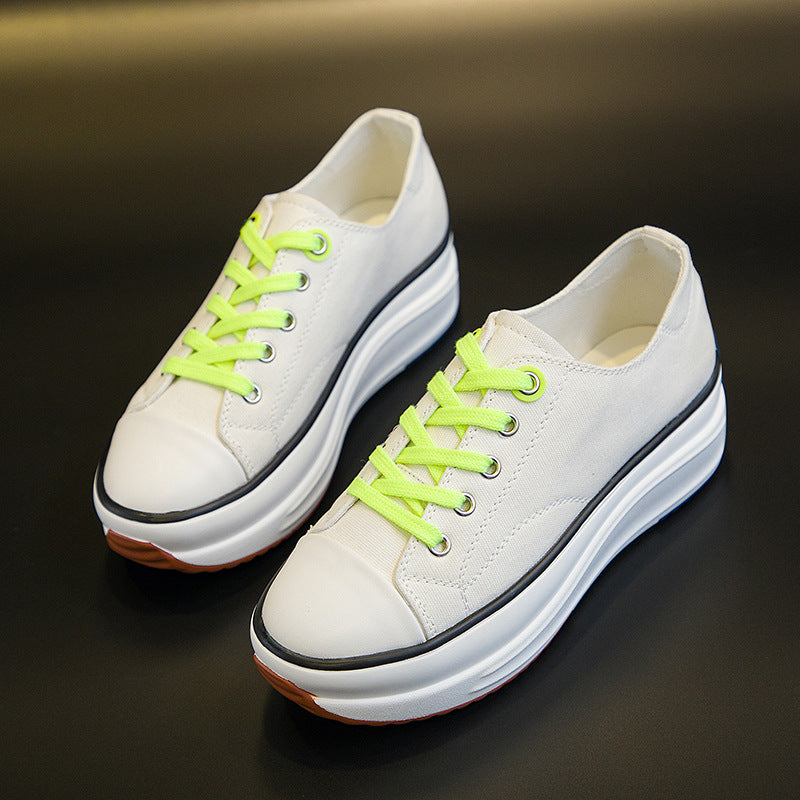 Breathable women's canvas sneakers – platform, canvas, casual everyday walking and errands