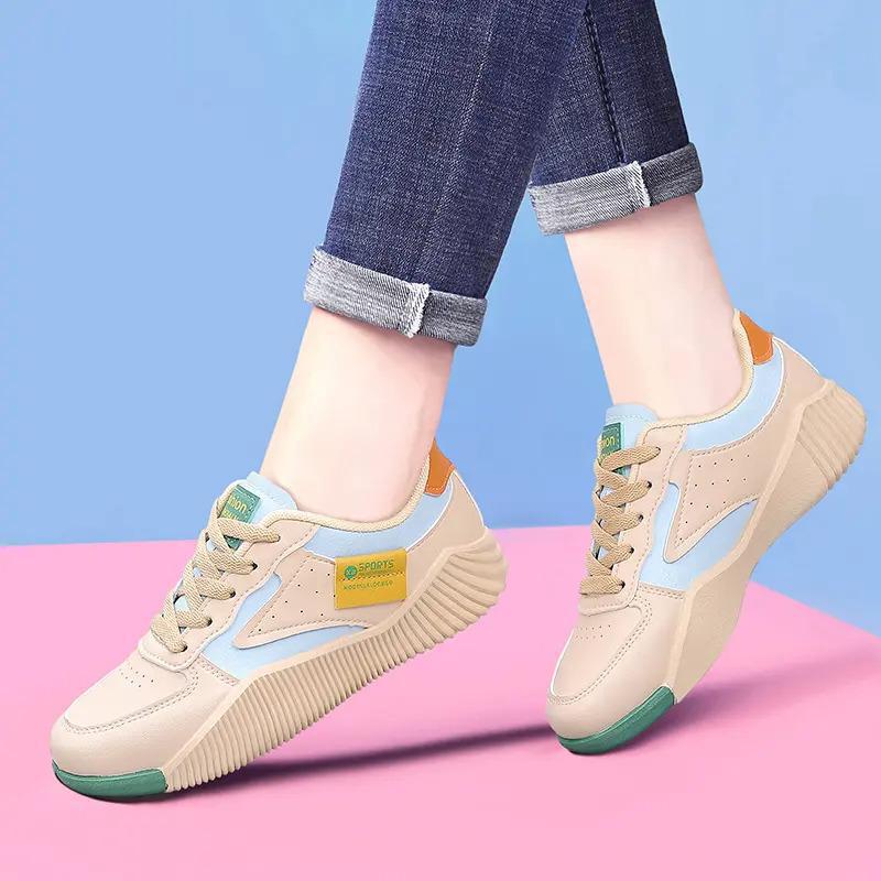 Soft durable women's sneakers - low-cut, genuine leather upper, for running daily workouts