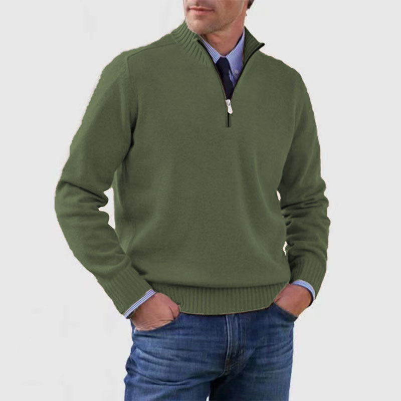 Blød herresweater med ståkrave - slim fit, akryl