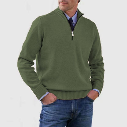 Blød herresweater med ståkrave - slim fit, akryl