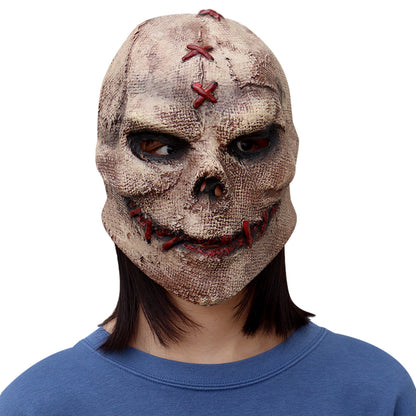 Gestikt latex horror masker bruin Halloween 2025 cosplay