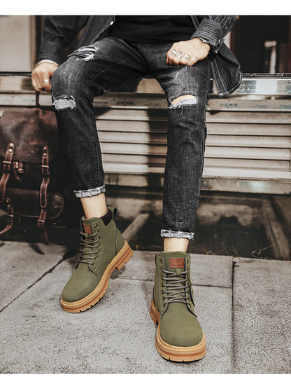 Supportive Classic Men's Work Boots - Lace-Up Leather Urban
