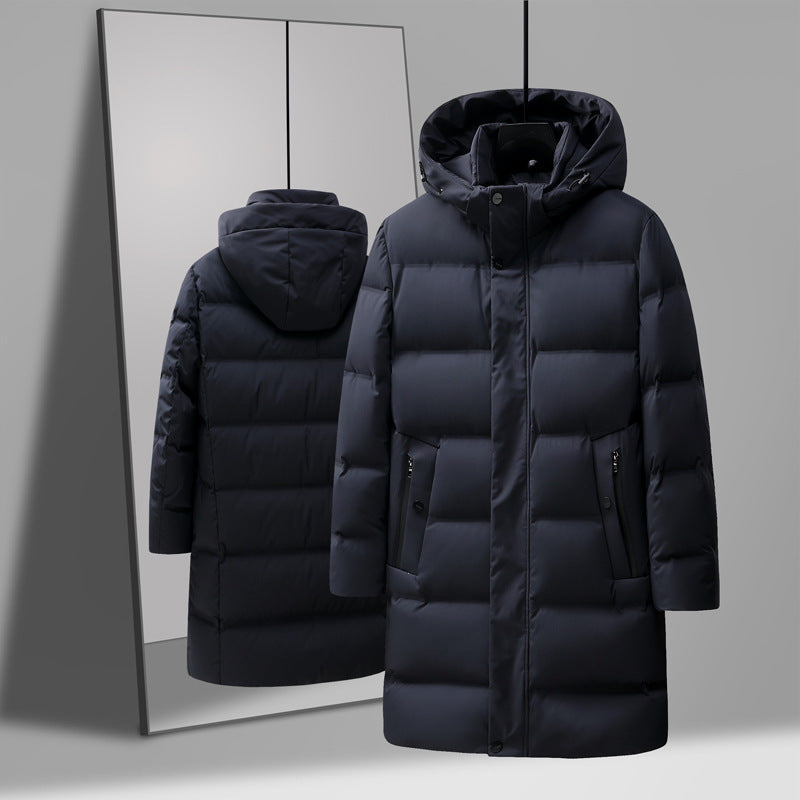 Isolerende herre midtlange dunjakke - boxy, polyester