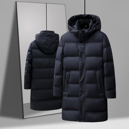 Isolerende herre midtlange dunjakke - boxy, polyester