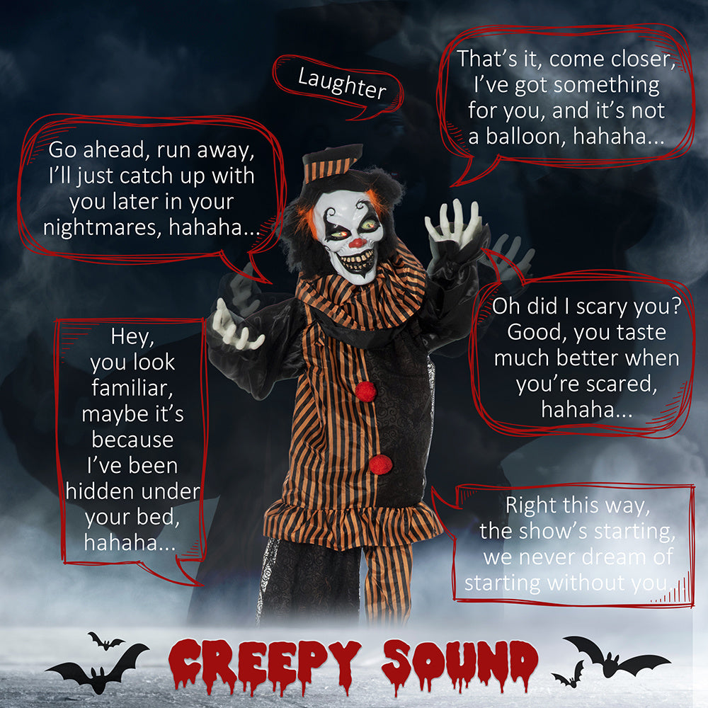 67 Inch Levensgrote Pratende Clown Animatronic Halloween