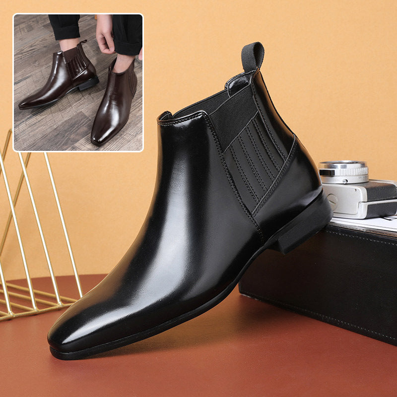 Supportive Men's Chelsea Boots - Pointed Toe, PU Leather