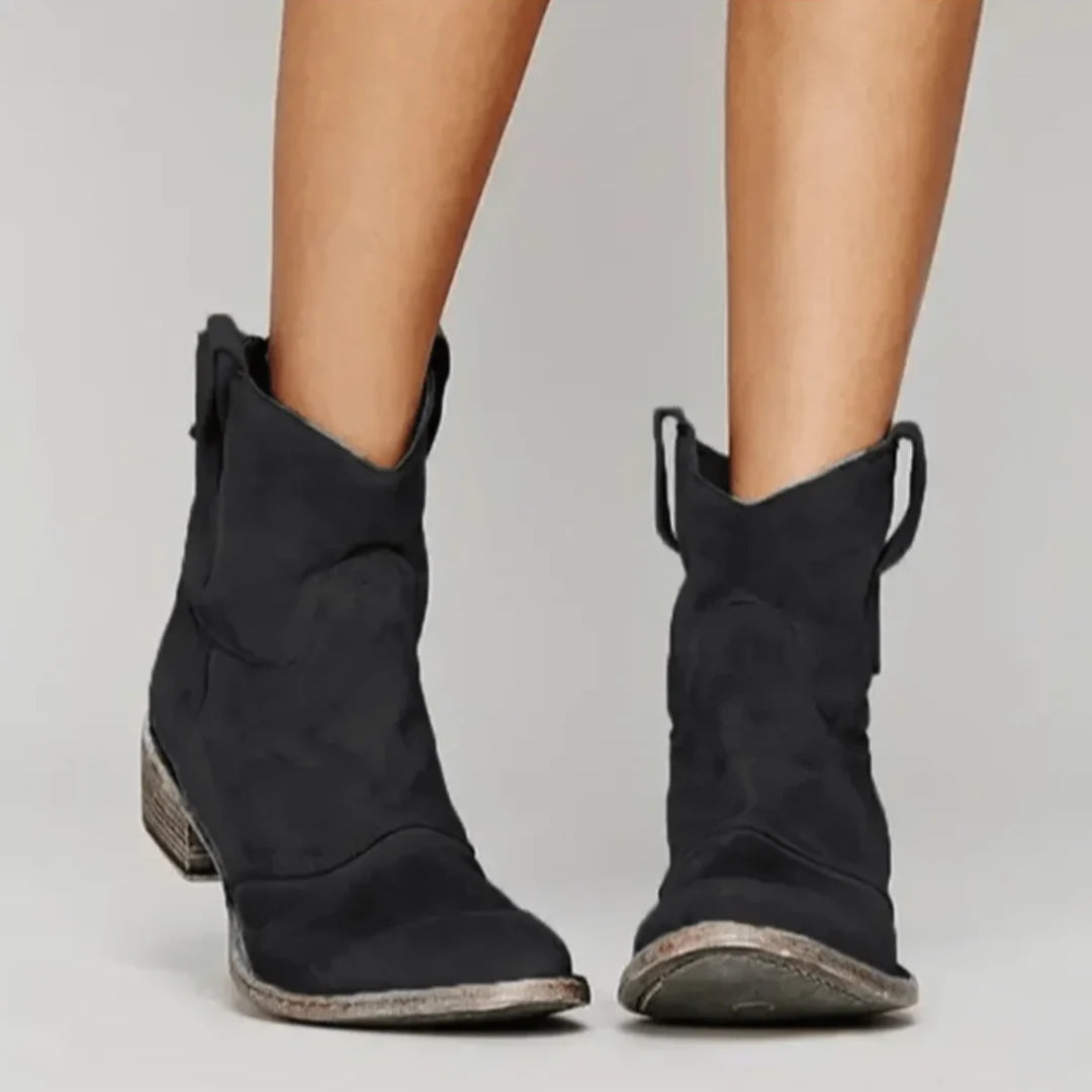 Soft Women's Ankle Boots - Western Curve, Suede, Casual