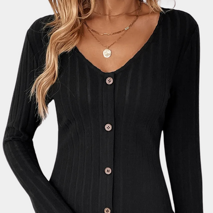 Elegant Long Sleeve Womens Dress with Button Details for Versatile Daily Wear in Soft, Breathable Fabric-3