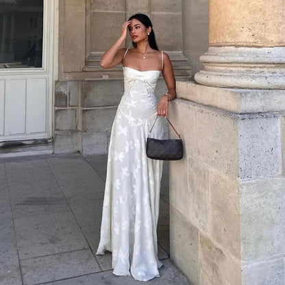 Variant image for Long Floral Jacquard Bustier Dress for Women - Elegant Wedding Guest Dress and Formal Cocktail Dress-2