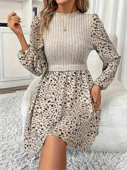 Elegant Floral Print Womens Dress with Long Sleeves for Summer and Formal Occasions-3