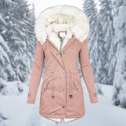 Warm Flattering Women's Parka - Longline, Faux Fur, Winter