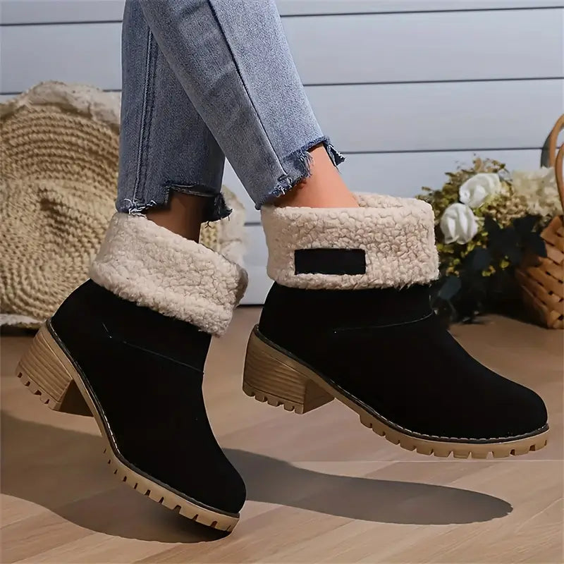 Warm Cozy Women’s Ankle Boots - Platform, Fleece Lined