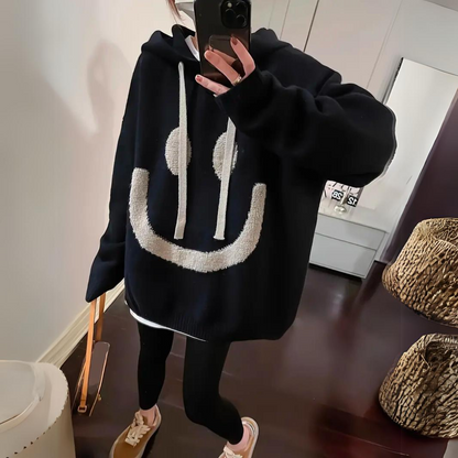 Varm Mysig Oversized Hoodie för Kvinnor - Stickad, Vardaglig