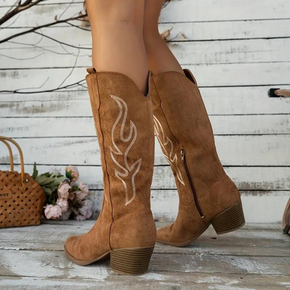 Soft Classic Womens Cowboy Boots - Knee-High Suede Casual