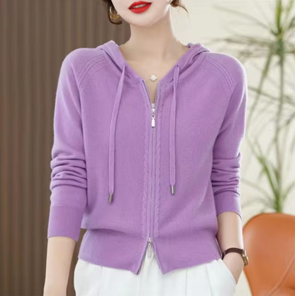 Lightweight Women's Zip Hoodie - Relaxed Knit For Spring