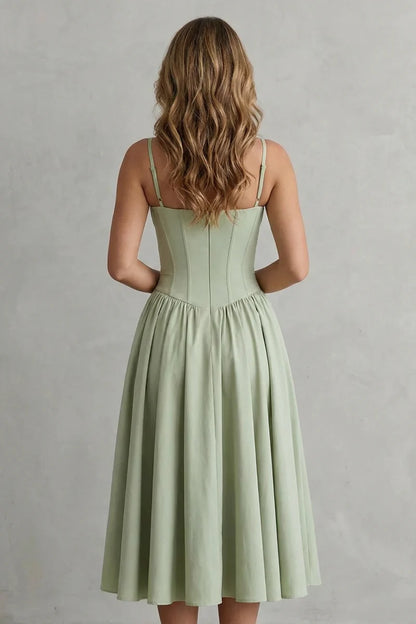 Lightweight Women's Dress - bustier bodice, A-line skirt, polyester, for spring events