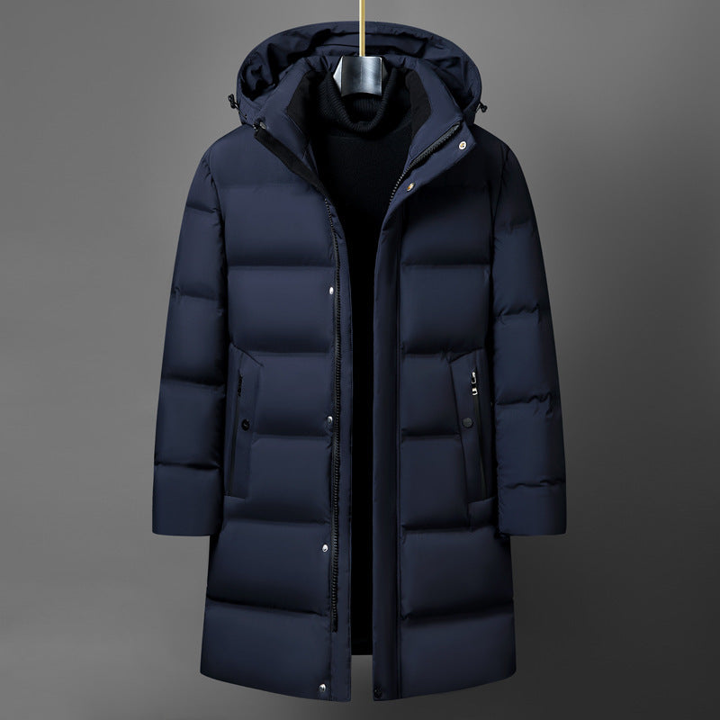 Isolerende herre midtlange dunjakke - boxy, polyester