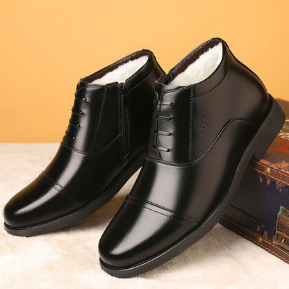 Warm Cozy Mens Ankle Boots - Cap Toe, PU Leather, Winter