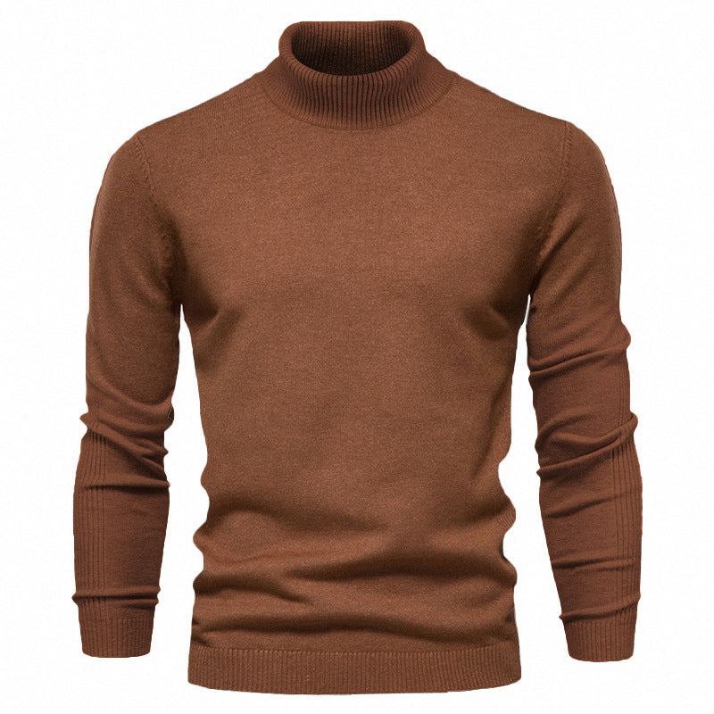 Blød herre rullekrave sweater - slim fit viskose vinter
