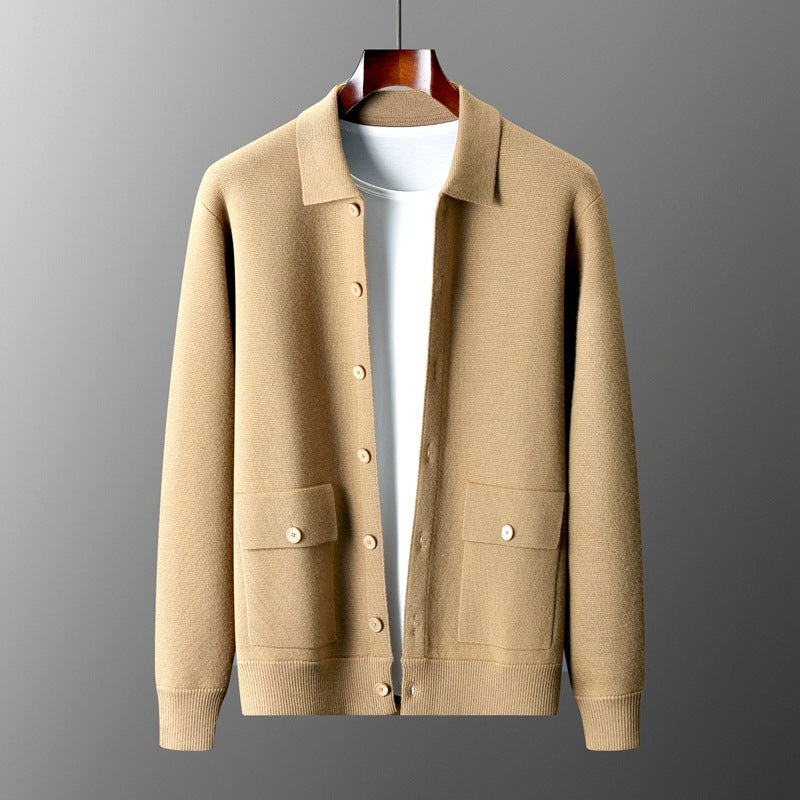 Warme Klassieke Heren Polo Cardigan - Wol, Knopen, Herfst