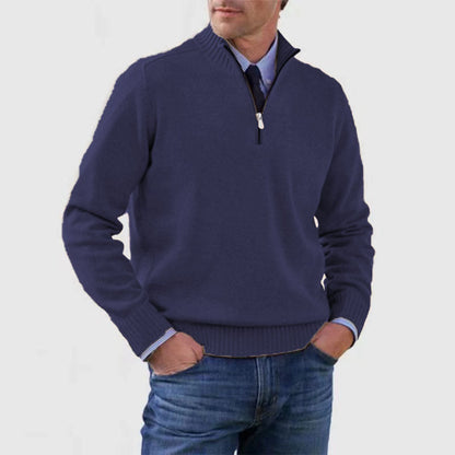 Blød herresweater med ståkrave - slim fit, akryl