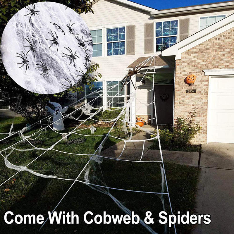 Spider Web Halloween Decoration Set With Large Spider
