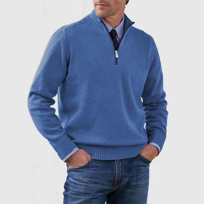 Blød herresweater med ståkrave - slim fit, akryl