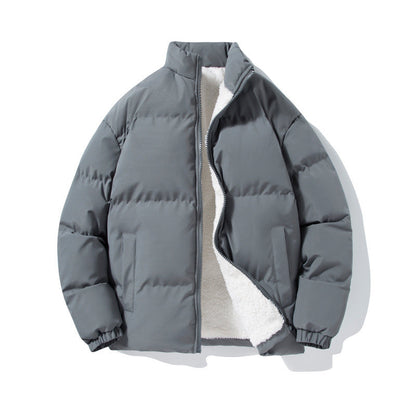 Insulating Men's Puffer Jacket – Stand-Up Collar, Lambswool