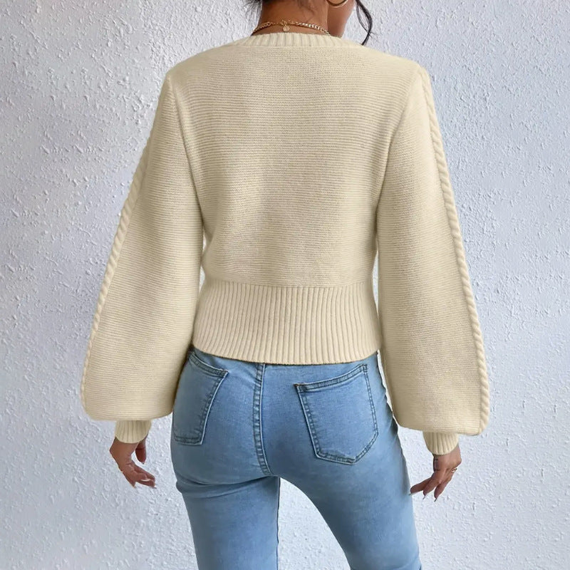 Soft Women's Square Collar Sweater - Cropped Knit Layering