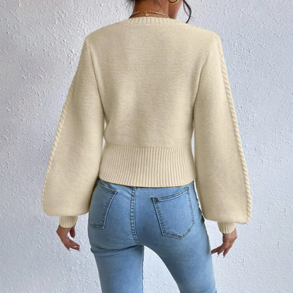 Soft Women's Square Collar Sweater - Cropped Knit Layering