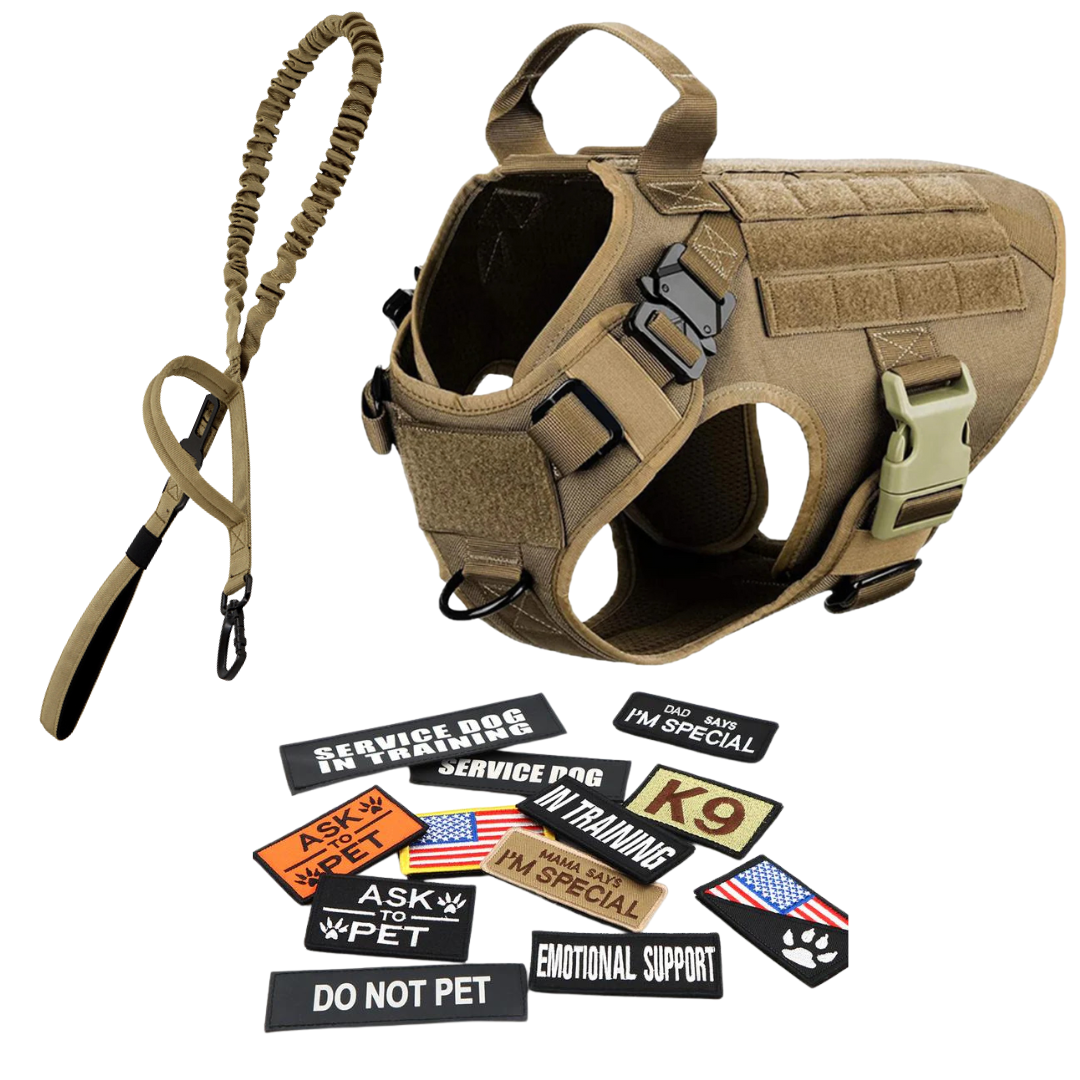 Tactical Dog Harness No-Pull With Front And Back D-Rings Quick-Release Buckles Top Handle Heavy-Duty Training