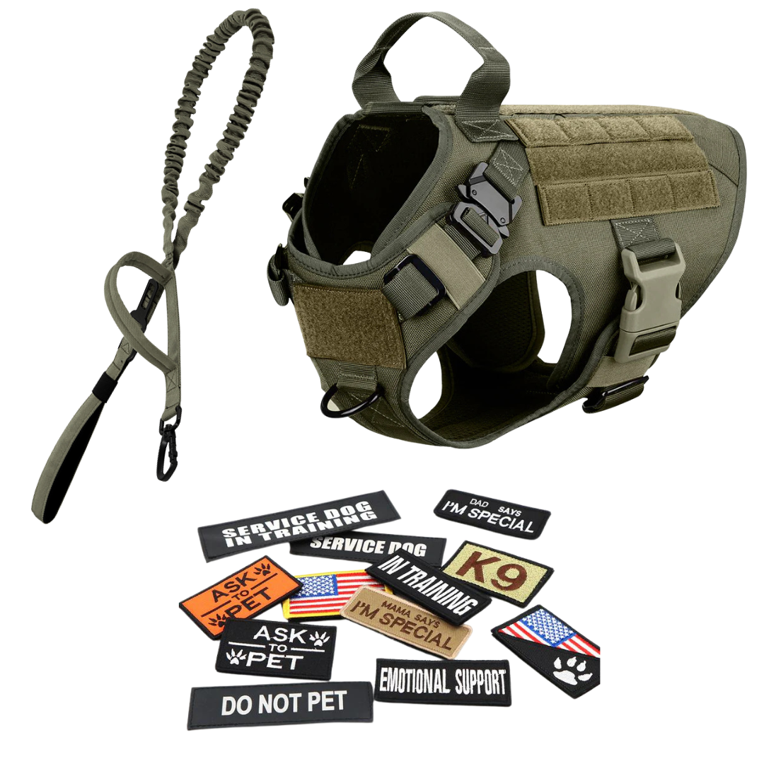 Tactical Dog Harness No-Pull With Front And Back D-Rings Quick-Release Buckles Top Handle Heavy-Duty Training