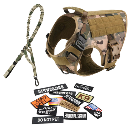 Tactical Dog Harness No-Pull With Front And Back D-Rings Quick-Release Buckles Top Handle Heavy-Duty Training