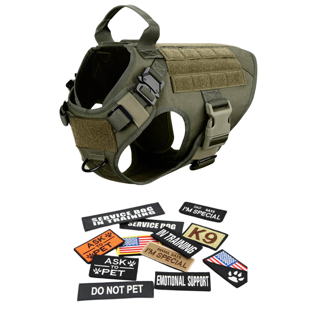 Tactical Dog Harness No-Pull With Front And Back D-Rings Quick-Release Buckles Top Handle Heavy-Duty Training