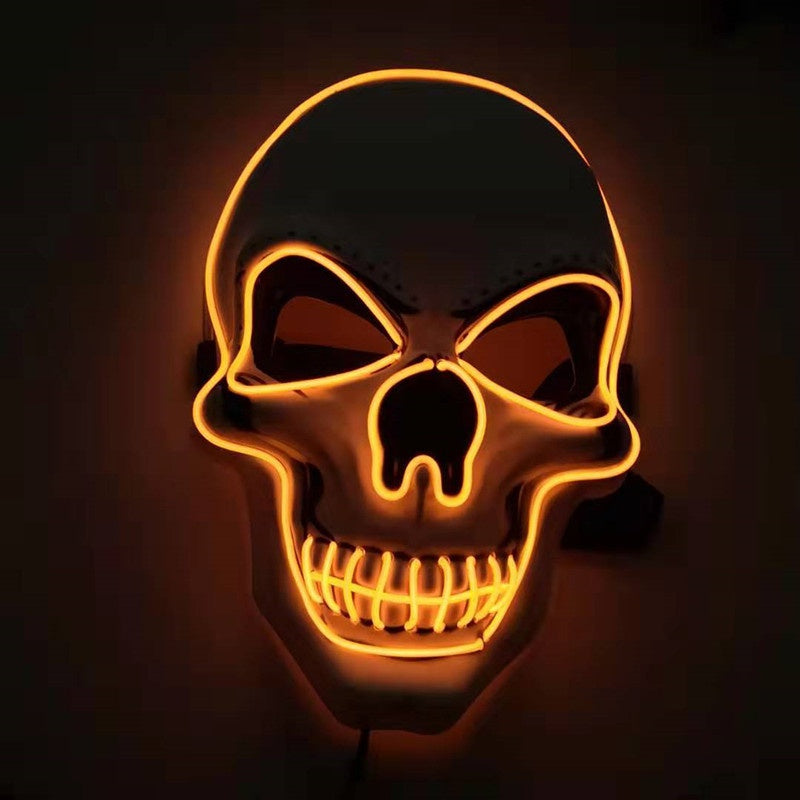 LED Glowing Skull Mask - Halloween Costume Accessory, Adjustable Fit for Parties & Events, Eye-Catching Light Modes