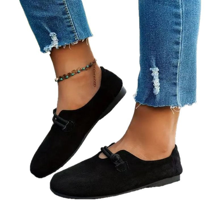 Soft Women's Shoes - Round-Toe Flat Lace-Up, Suede, Versatile Daily Use With Cushioned Lining
