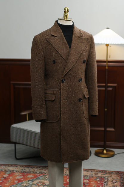 Warm Men's Polo Coat - Double Breasted Wool For Winter