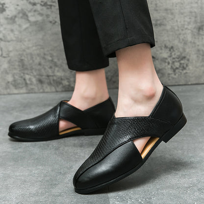 Atmungsaktive Herren-Slipper – gewebtes PU-Obermaterial, lässiges Sommerschuhwerk für den täglichen Weg zur Arbeit