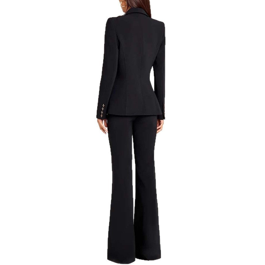 Taillierter Damenblazer mit langen Ärmeln und klassischem Design – maßgeschneidert, Polyester, Bürobekleidung