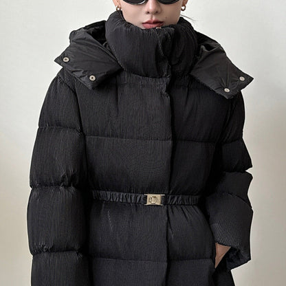Insulating Women Down Jacket - Midlength Pleated, Winter