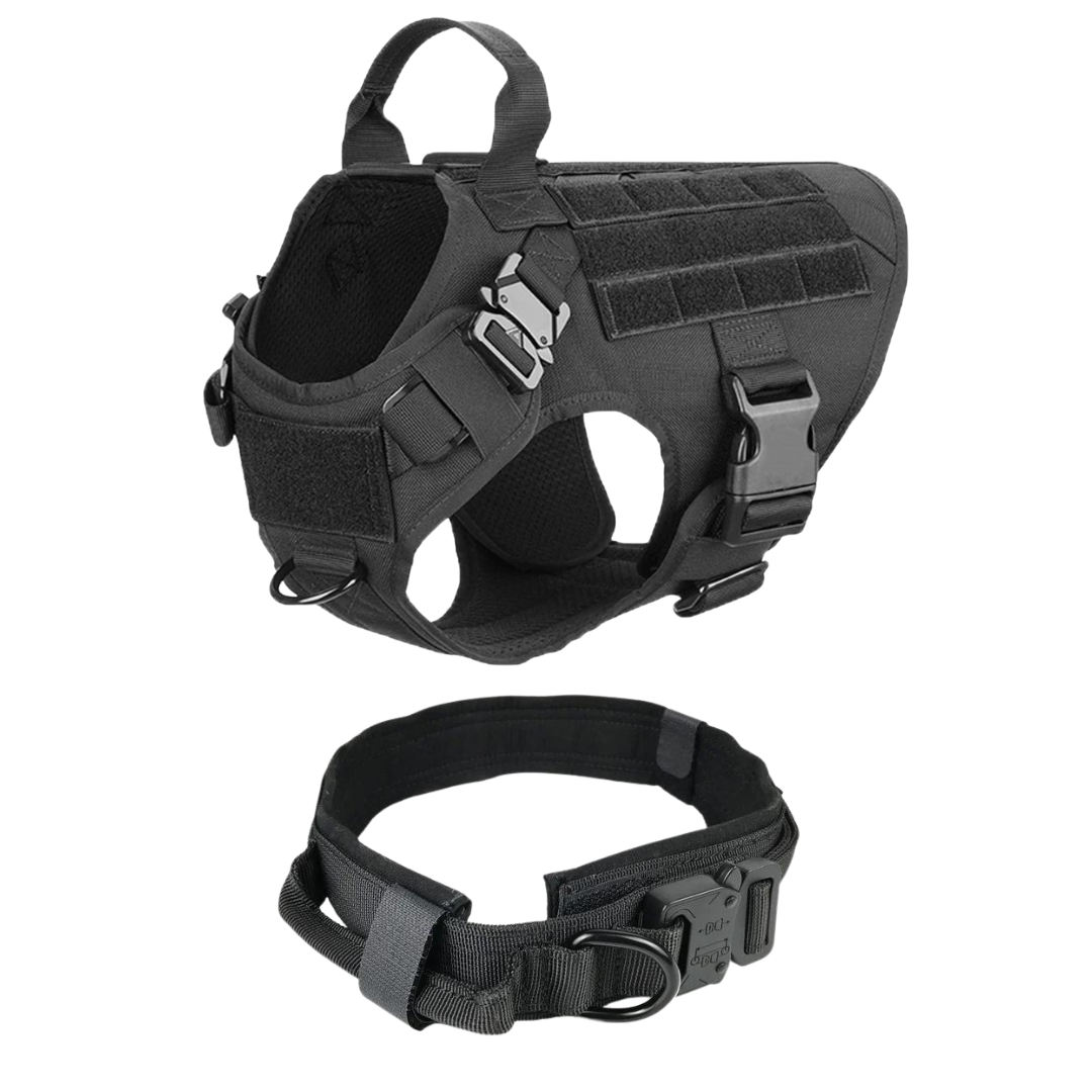 Tactical Dog Harness No-Pull With Front And Back D-Rings Quick-Release Buckles Top Handle Heavy-Duty Training