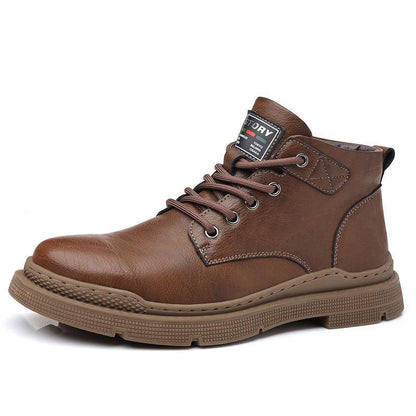 Warm Durable Men's Ankle Boots - Lace Up Microfiber Winter