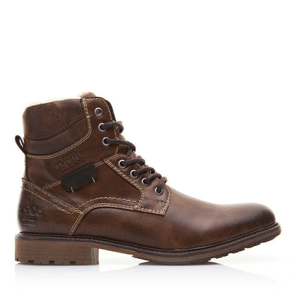 Warm Men’s Martin Boots – Lace Up Ankle, PU Leather, Snow